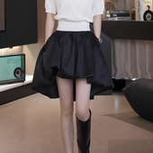 黑色小众设计时尚 花苞裙2026春夏新款 女高腰显瘦气质优雅半身裙子