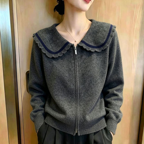 欧货高端减龄娃娃领大码上衣女