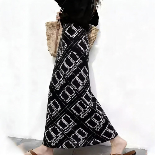 欧货高端定制黑色大码半身A字裙