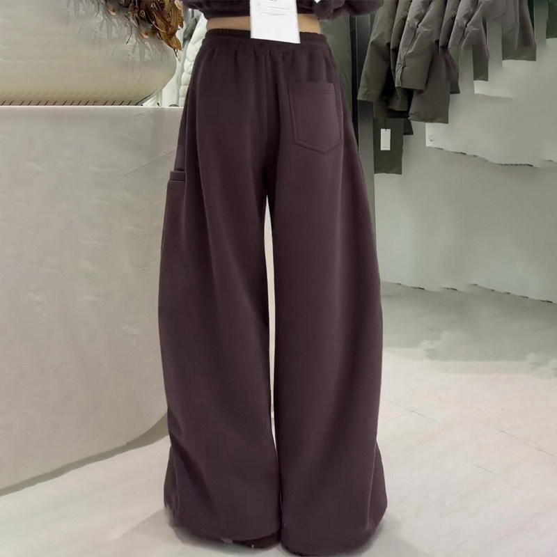 欧货高端定制深紫色大码阔腿裤女2026早春新款高腰慵懒风弯刀裤子,女装/女士精品,大码裤装,淘宝优惠券,粉丝福利购,淘宝优惠卷