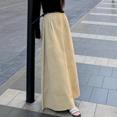 欧货高端定制卡其色大码 半身裙女2026春夏新款 极简温柔风A字裙子