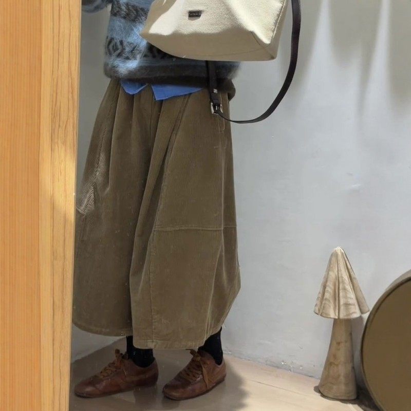 定制卡其色灯芯绒大码阔腿裤女2025冬季新款加厚慵懒风九分休闲裤,女装/女士精品,大码裤装,淘宝优惠券,粉丝福利购,淘宝优惠卷