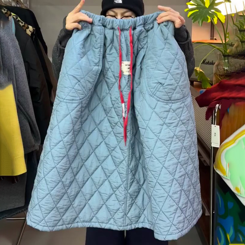 欧货高端定制浅蓝色菱格大码半身裙女2026早春新款减龄花苞棉裙子,女装/女士精品,大码半身裙,淘宝优惠券,粉丝福利购,淘宝优惠卷