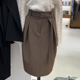 新款 欧货高端定制咖灰色大码 半身裙女2025冬季 加厚轻熟风A字裙子
