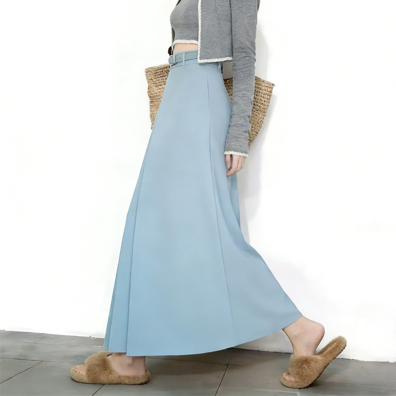 欧货高端定制天蓝色毛呢大码半身裙女2026早春新款轻熟风A字裙子,女装/女士精品,大码半身裙,淘宝优惠券,粉丝福利购,淘宝优惠卷