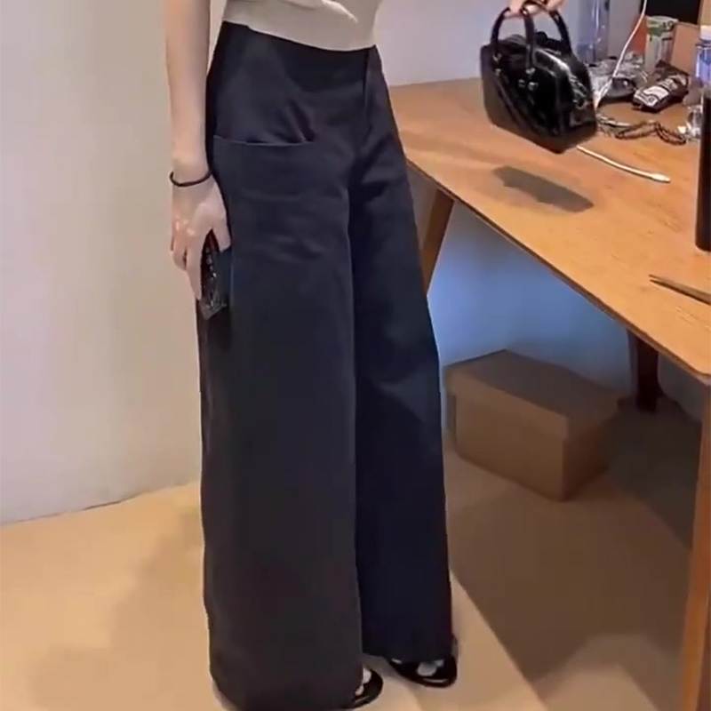 藏蓝色洋气简约阔腿裤