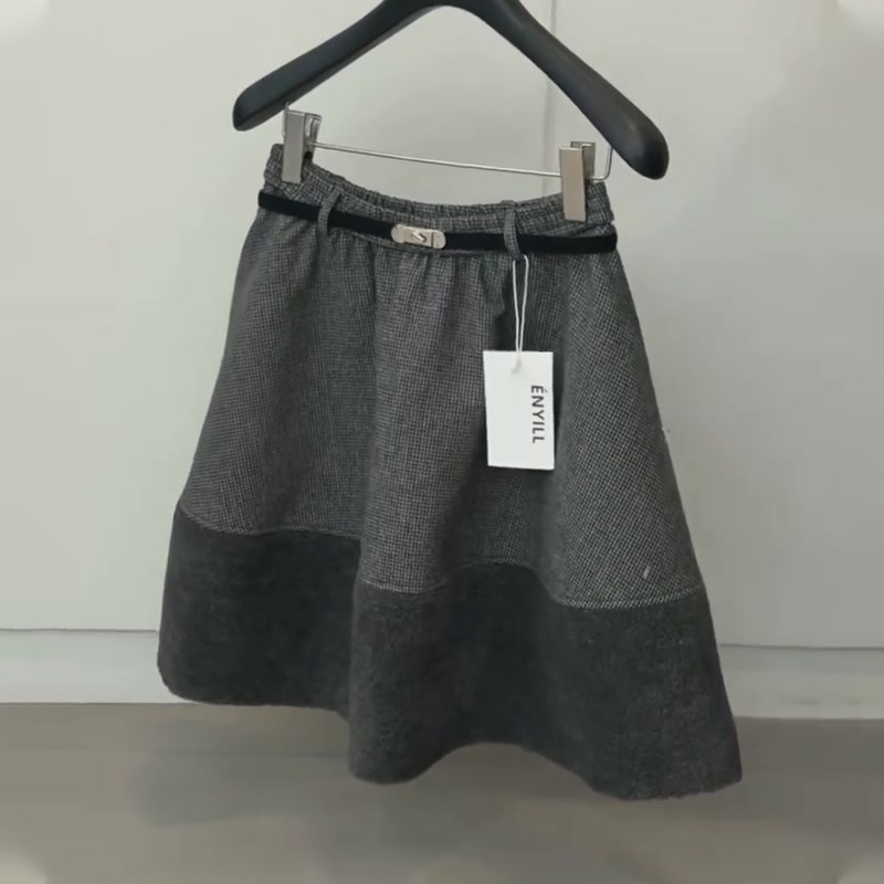 欧货高端定制灰色拼接大码半身裙