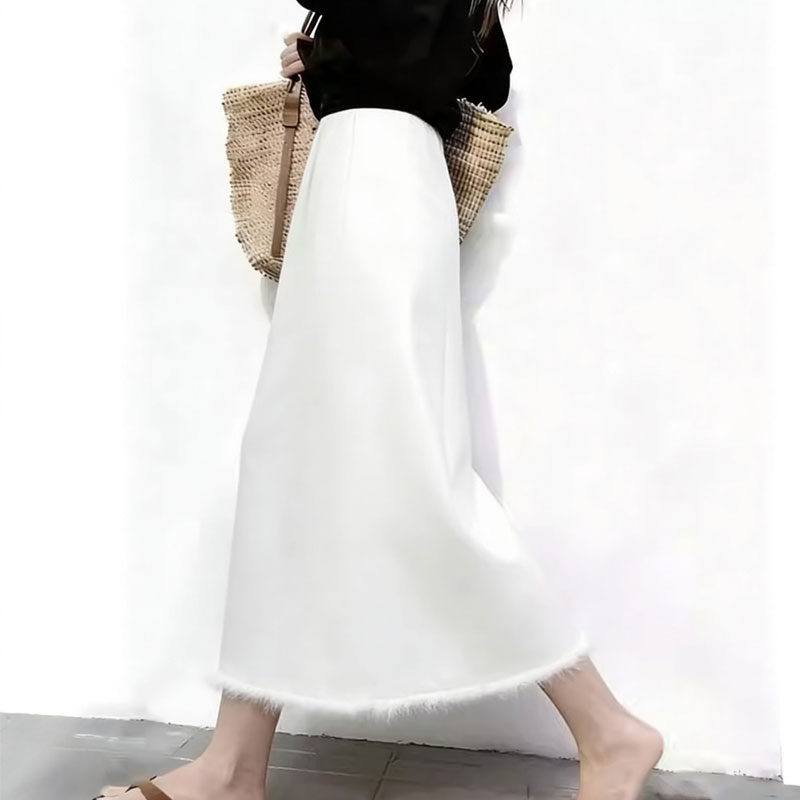 欧货高端定制白色大码半身裙女