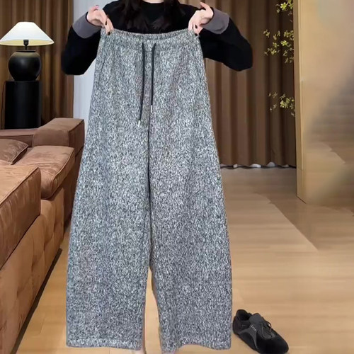 灰色毛呢时尚百搭休闲裤子女毛呢