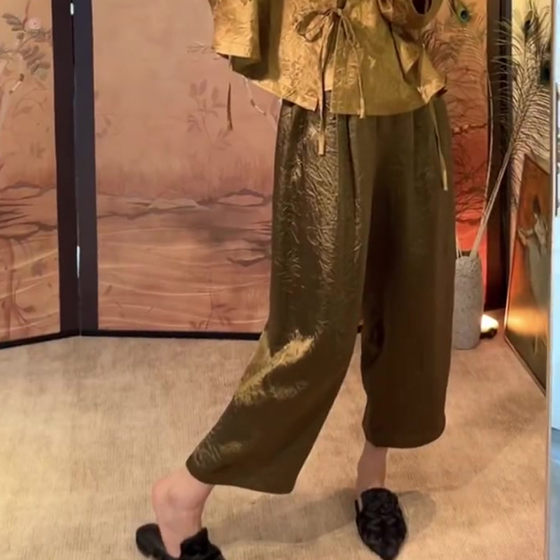 韩版休闲风薄款醋酸奶奶裤女