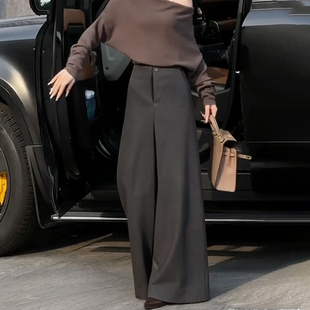 阔腿裤 裤 女2025冬季 加厚垂顺感西装 新款 欧货高端定制灰色松弛大码