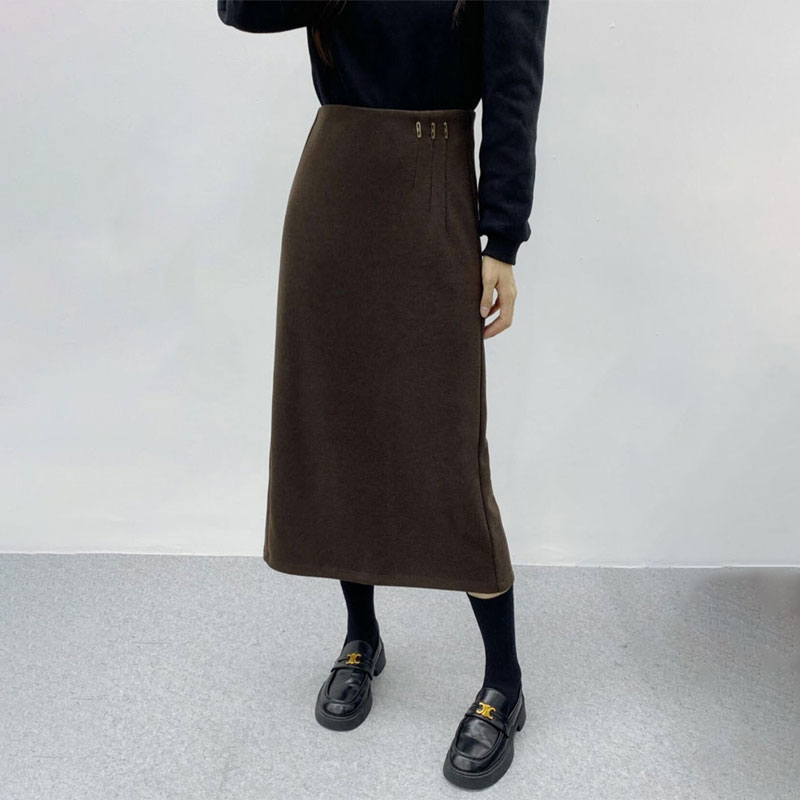 欧货高端定制咖色大码半身裙女