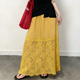 欧货高端定制黄色拼接大码 半身裙女2026春夏新款 蕾丝温柔风A字裙