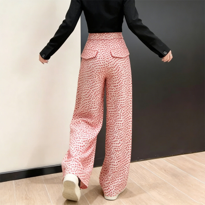 欧货高端定制红色雪纺大码阔腿裤女2026早春新款休闲波点直筒裤子,女装/女士精品,大码裤装,淘宝优惠券,粉丝福利购,淘宝优惠卷