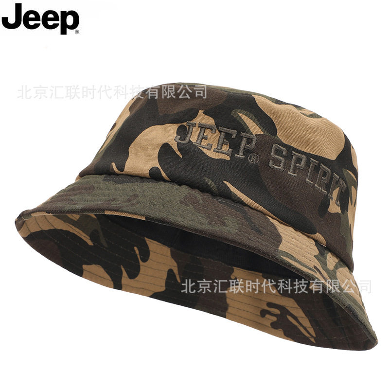 JEEP四季纯棉迷彩防晒渔夫帽男女
