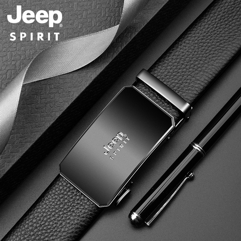 JEEP男士头层牛皮自动扣耐用皮带