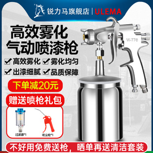 气动油漆喷枪W71S 77G汽车家具钣金乳胶漆喷漆枪工具 锐力马压送式