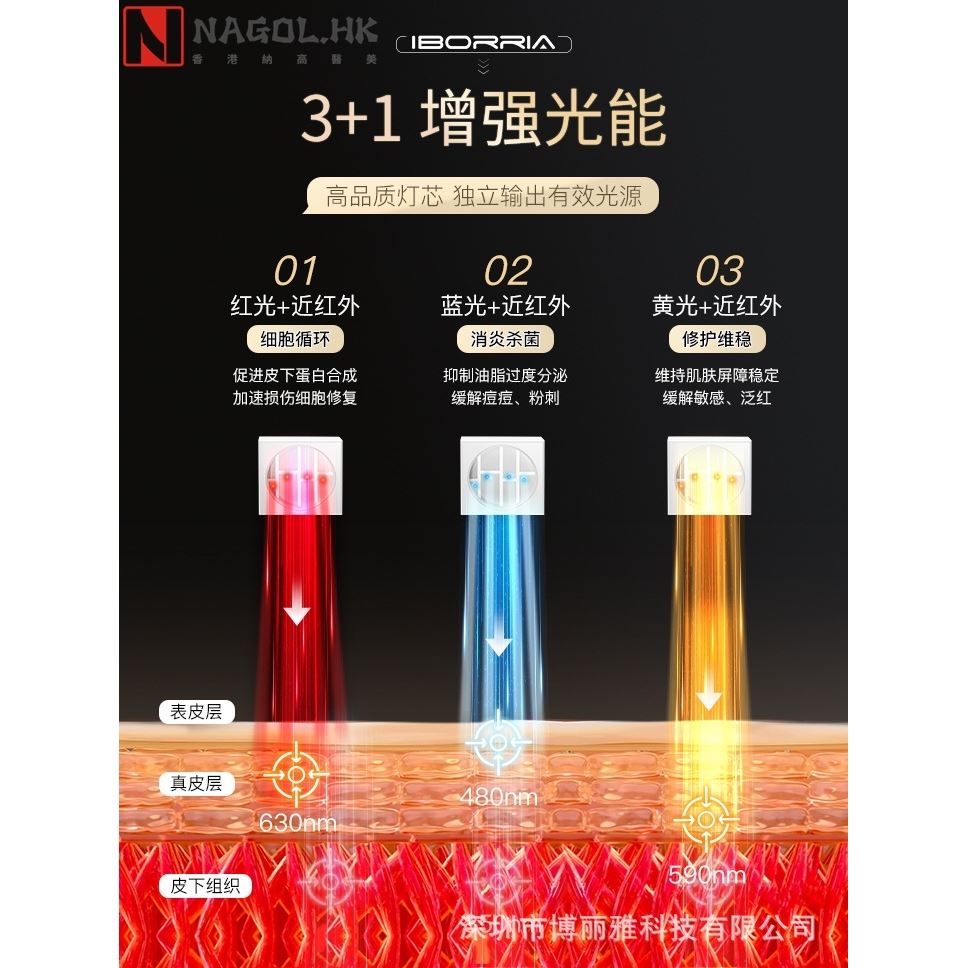 直销新款红光黑金面罩家用LED美容仪光子嫩肤面膜仪舒缓修复