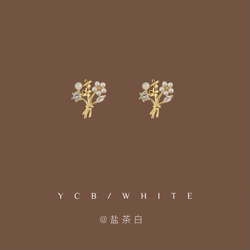「少女的祈愿」温柔轻奢法式捧花朵耳钉银针简约百搭气质耳环耳饰