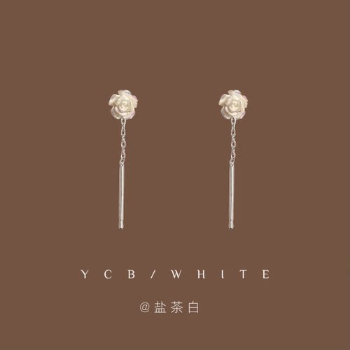 「昭和小玫瑰」小巧山茶花耳线~