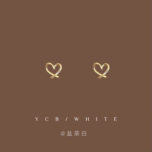 「恋爱告急」简约百搭小巧爱心耳钉925银针小众设计14k金日常耳夹