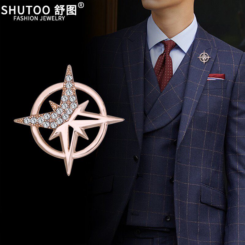 韩国新款时尚圆环星芒胸针男式小西服领饰徽章女 百搭ins学生胸花