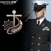 魅力船舵别针西服徽章 船锚胸针男士 SHUTOO 舒图欧美度假海军风格