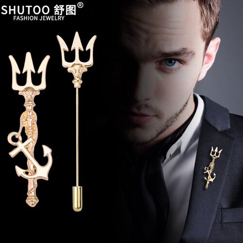 三叉戟胸针舒图合金欧美男