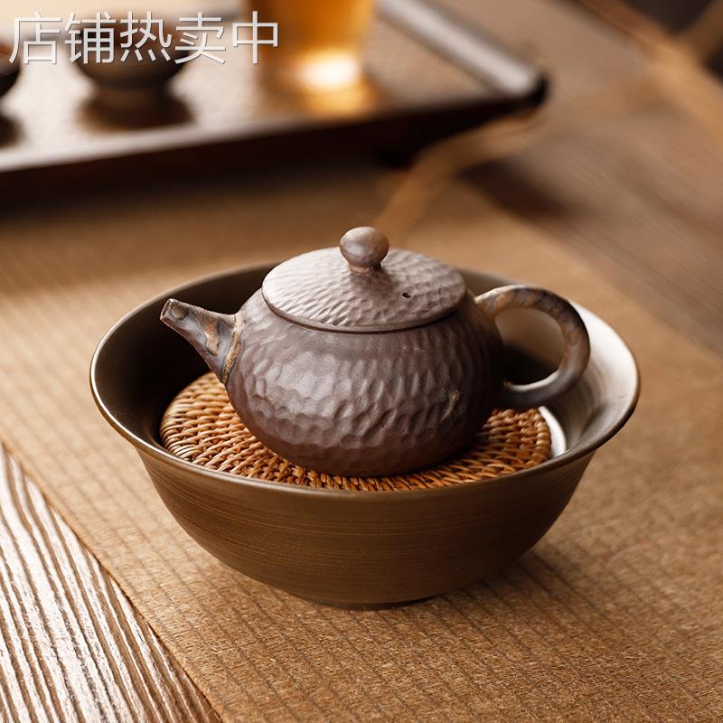 xyt藤编壶垫粗陶壶承干泡台紫砂壶养壶储水式茶壶底座壶托呈茶具