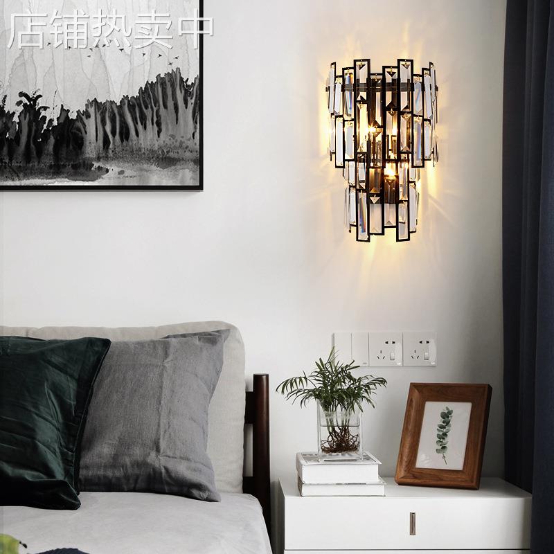 水晶壁灯轻奢后现代简约卧室床头灯客厅楼梯过道欧式美式背景墙灯