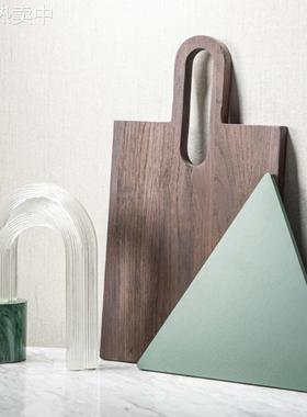 Darchin现代简约木质三角板理石花纹拱门摆件样板房展厅客厅餐厅