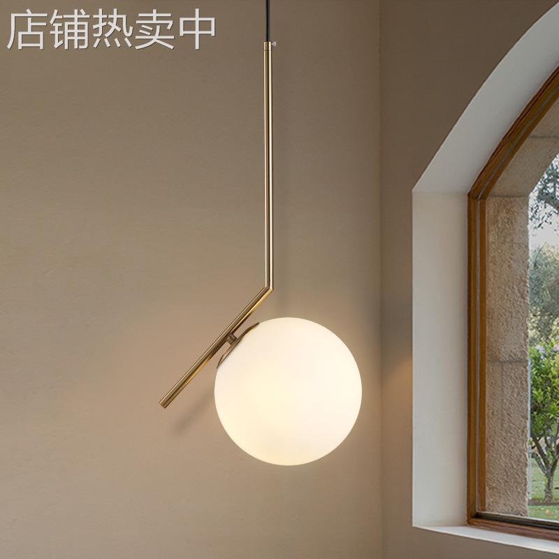 北欧轻奢玻璃吊灯现代简约个性餐厅吧台卧室客房书房金色床头吊灯