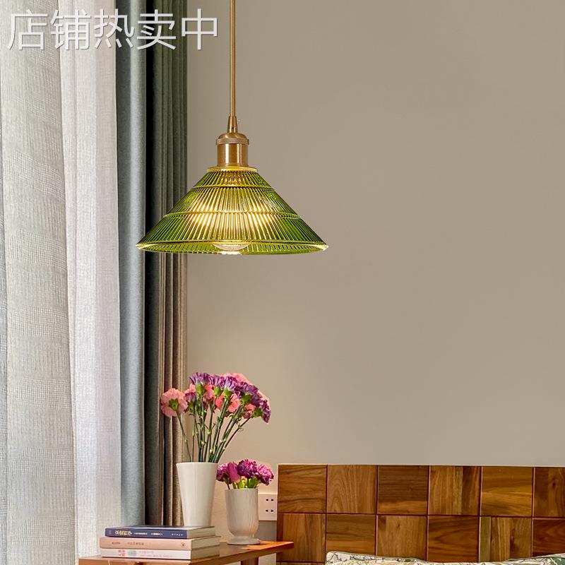 复古简约吧台玄关餐厅吊灯咖啡馆餐饮店铺设计师创意绿色玻璃吊灯