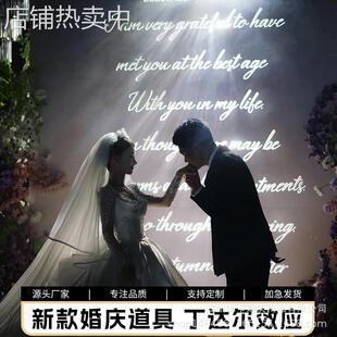 新款婚庆铁艺丁达尔效应背景灯箱韩式婚礼舞台背景灯光道具摆件灯