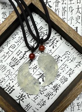 情侣异地定情信物仿岫玉龙凤吊坠情侣款龙凤玉佩挂件吊坠龙凤