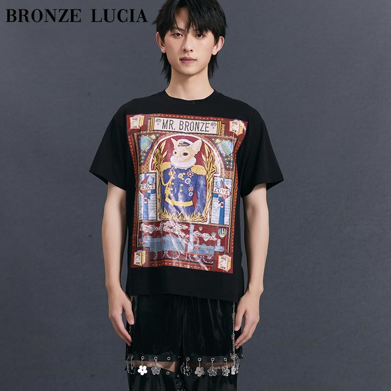 BronzeLucia黑色短袖印花设计感