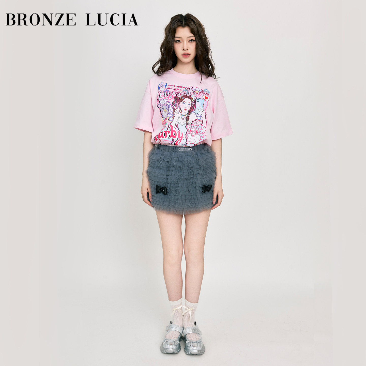 Bronze Lucia粉系自拍女孩菲比联名T恤短袖