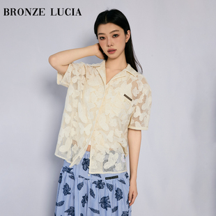 Bronze Lucia蕾丝镂空刺绣衬衫原创设计感小众微透上衣夏季新款