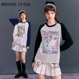 Lucia 24新款 秋冬插肩袖 男女同款 Bronze T恤长袖 潮牌 明星同款