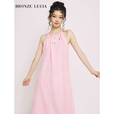 Bronze Lucia夏季甜美风无袖吊带大裙摆连衣裙