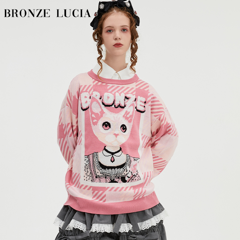 BronzeLucia套头圆领针织毛衫