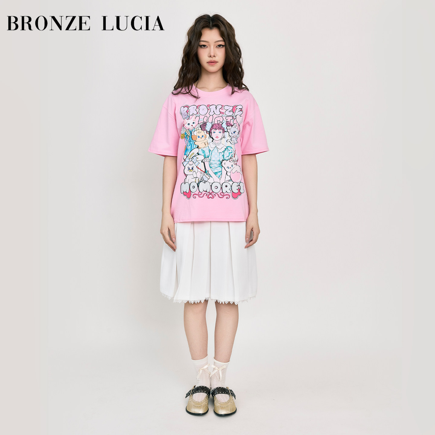 Bronze Lucia粉色momorei联名T恤短袖