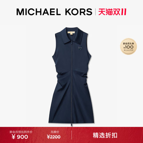 MK无袖收腰拉链连衣裙