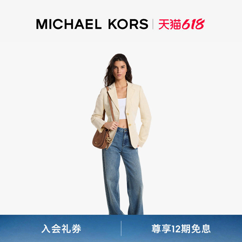 【春夏新品】MICHAEL KORS MK 女士单排扣亚麻混纺西装外套
