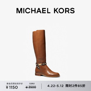 MICHAEL 皮质及膝长筒靴拉链骑士靴子女鞋 KORS 2件85折