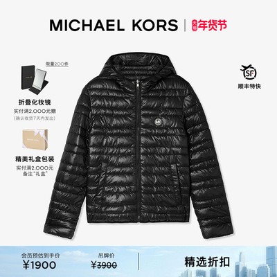 MK连帽拉链绗缝棉服外套