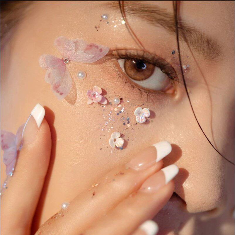珍珠蝴蝶妆容贴化妆贴脸饰品脸上贴钻脸部儿童舞台妆闪钻眼角脸贴