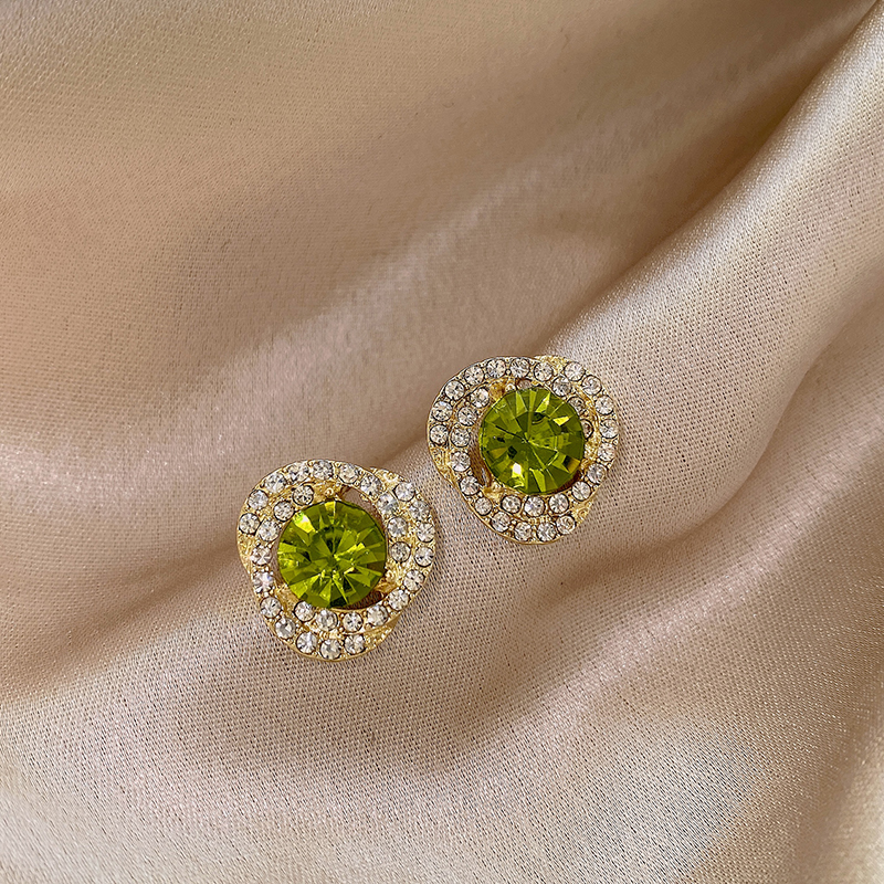 那片海精致圆形锆石耳钉女