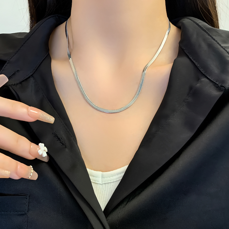 高级感简约金属蛇骨项链女