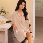 高级感胖mm加肥加大码 冰丝睡裙200斤纯欲睡衣性感蕾丝家居服夏女